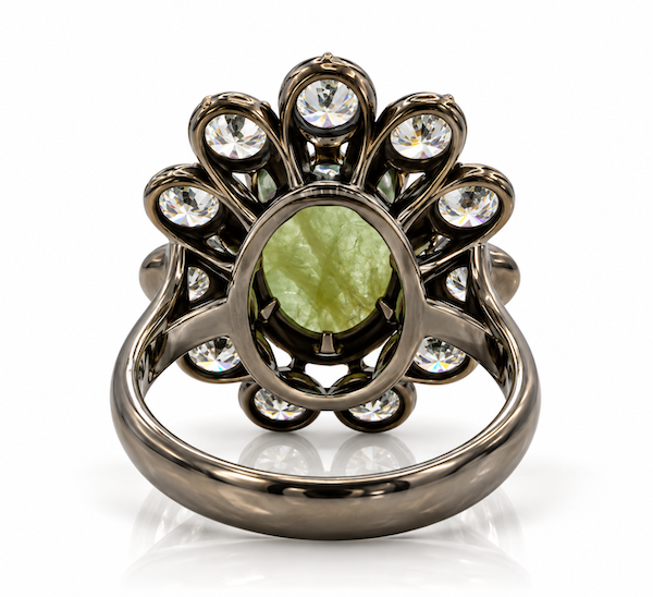 SOVEREIGN Statement Ring back view showing open gallery and black rhodium sterling silver setting — Waltz Diamonds