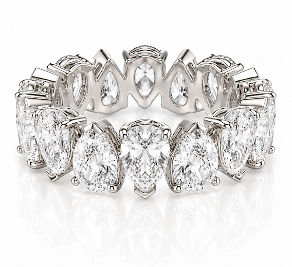 Tears of Joy rotating pear cut diamond eternity band in white gold — Waltz Diamonds