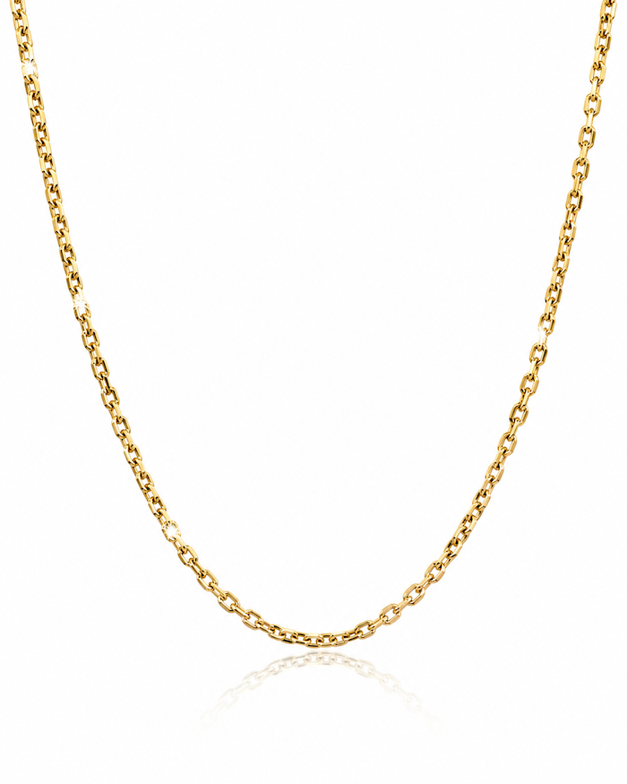 The Soloist a 14k solid gold diamond cut cable chain 3mm in yellow gold—waltz Diamonds