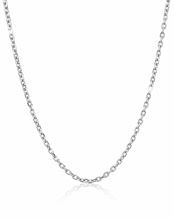 The Soloist a 14k solid gold diamond cut cable chain 3mm in white gold—waltz Diamonds
