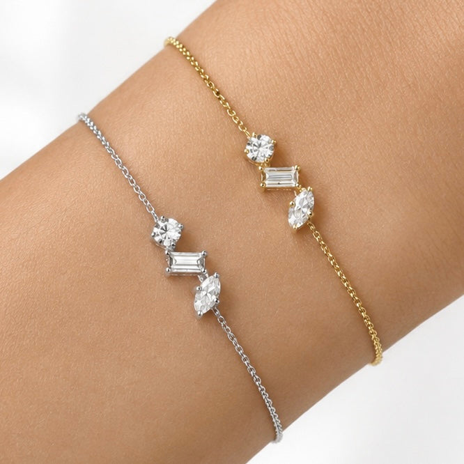 wish chain bracelet with alternating diamonds rose gold on wrist — Waltz Diamonds
