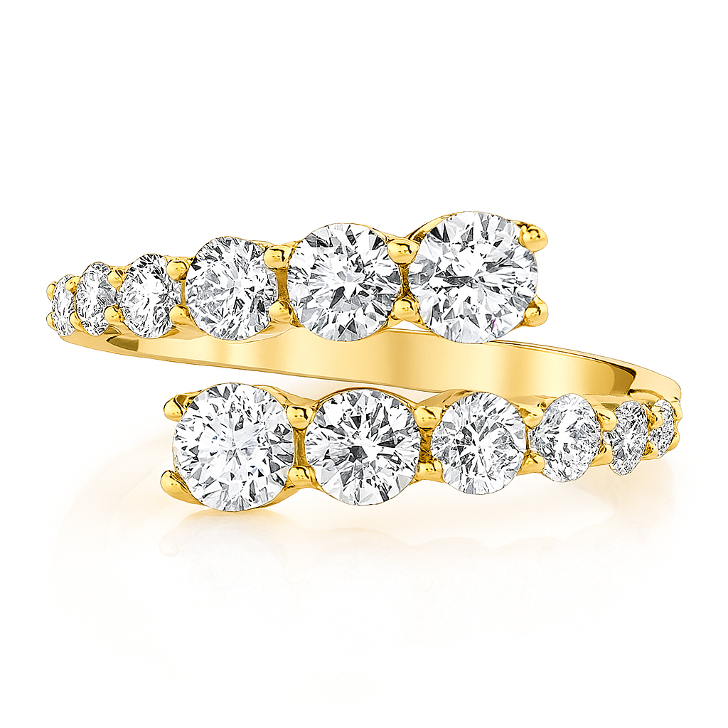 Wrap Party Ring in 14k yellow gold with 12 round diamonds, front view